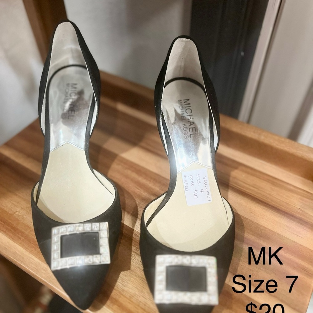 Michael Kors Black Heels with Silver Accents